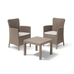 Keter Set 2 Poltrone + Tavolino Aperto SALVADOR BALCONY Cappuccino