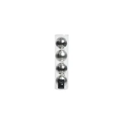 Palline di Natale da Appendere in Vetro 10 cm Argento. Set di 4