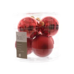 Palline di Natale da Appendere in Vetro 8 cm Rosso Natale. Set di 6