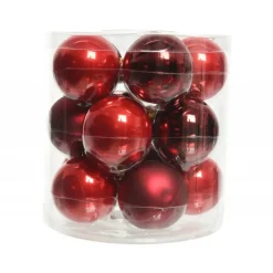 Palline di Natale in vetro da appendere 6 cm Rosso. Set 15