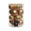 Palline di Natale in vetro da appendere 8 cm Caramello. Set 16