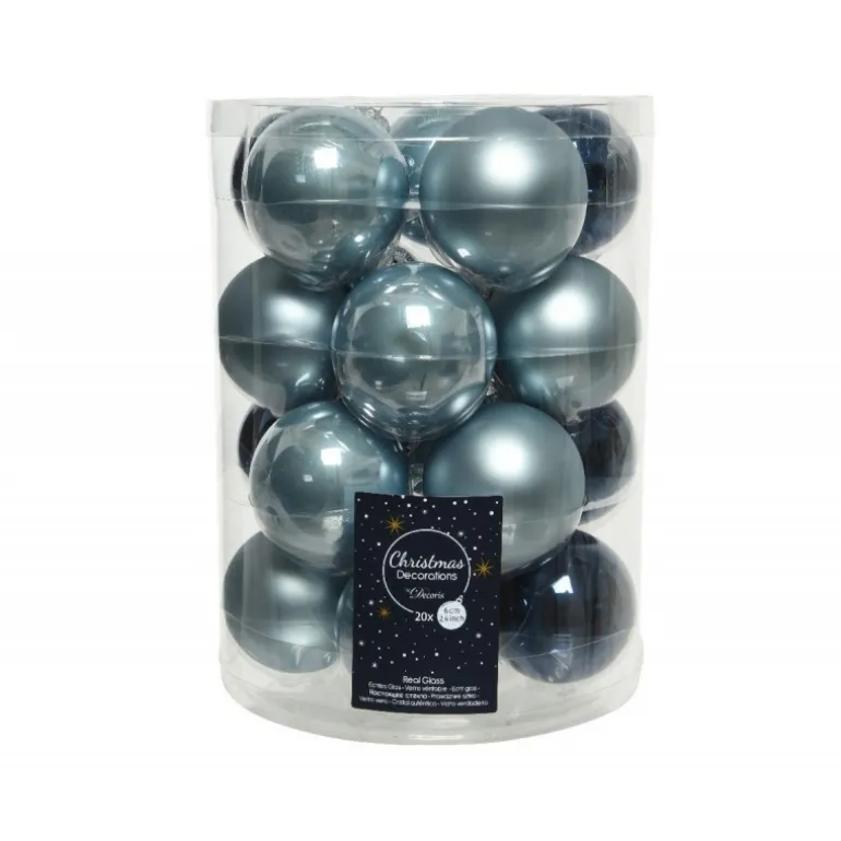 Palline di Natale in vetro da appendere 6 cm Blu. Set 20