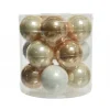Palline di Natale in vetro da appendere 6 cm Perla, Caramello e Bianco. Set 15