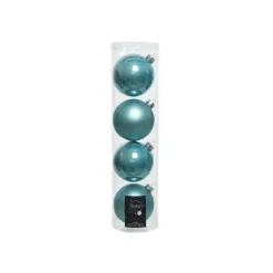 Palline in vetro da appendere Blu Artic dim 10 cm Box da 4