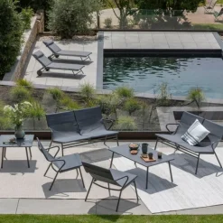 Panca Bassa imbottita VENCE LaFuma LFM5287 Obsidian/Titane