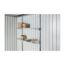 Set di Scaffali 2 Ripiani Profondi per Casetta NEO e Copribidoni Alex Duo in Metallo Biohort