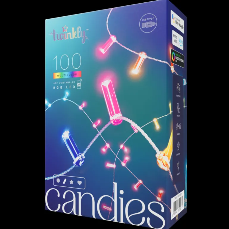 Twinkly CANDIES a Candela Luci di Natale Smart 100 Led RGB II Generazione Cavo Trasparente
