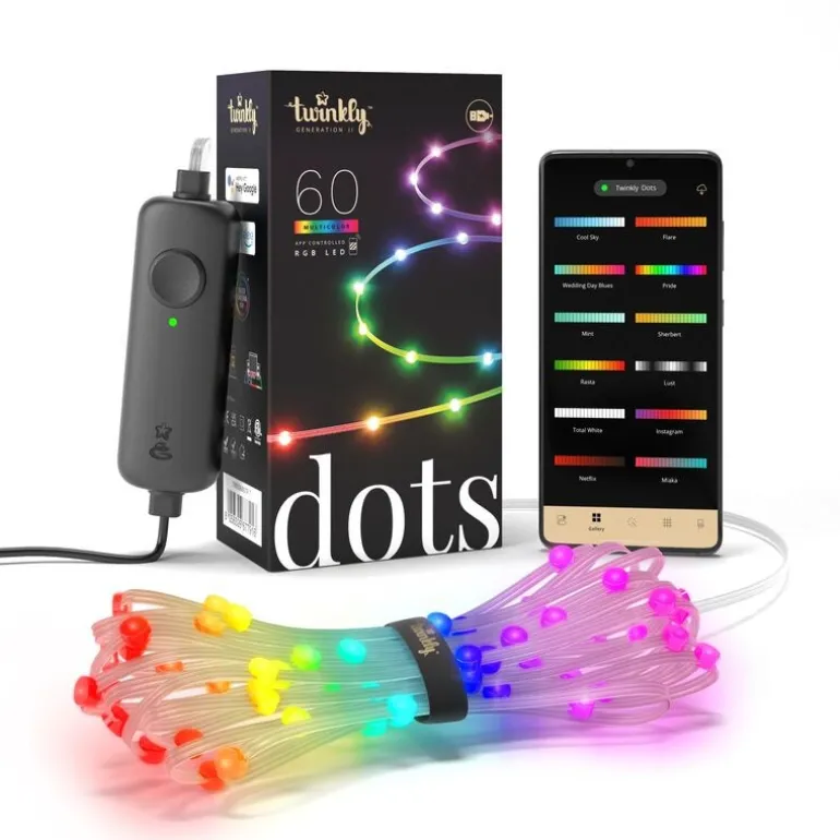 Twinkly DOTS Striscia 3 m 60 Led RGB USB BT + WiFi Cavo Trasparente