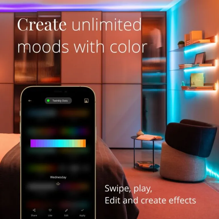 Twinkly DOTS Striscia 3 m 60 Led RGB USB BT + WiFi Cavo Trasparente